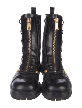Versace Medusa Insignia Leather Combat Boots