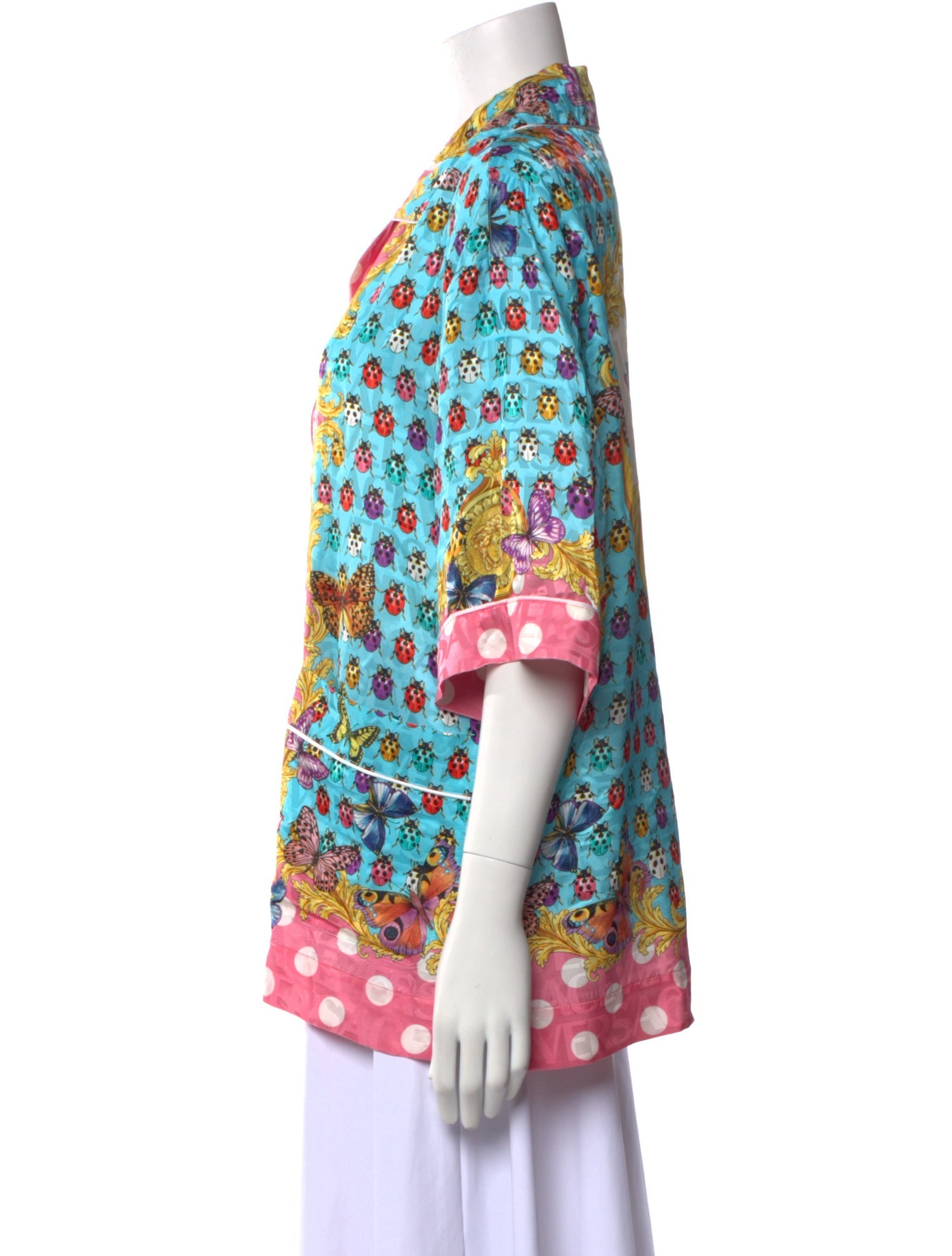 Versace Silk Printed Button-Up Top w/ Tags