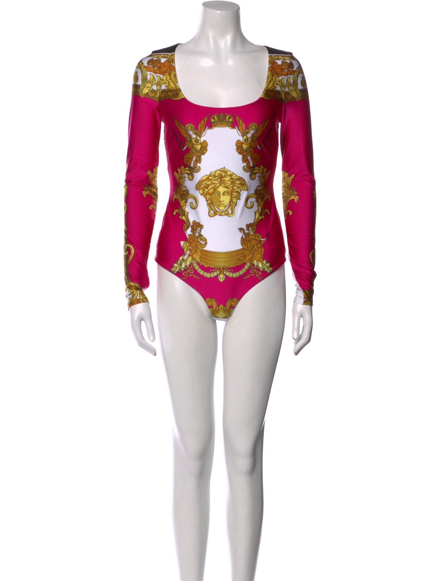 Versace Floral Print Square Neckline Bodysuit w/ Tags