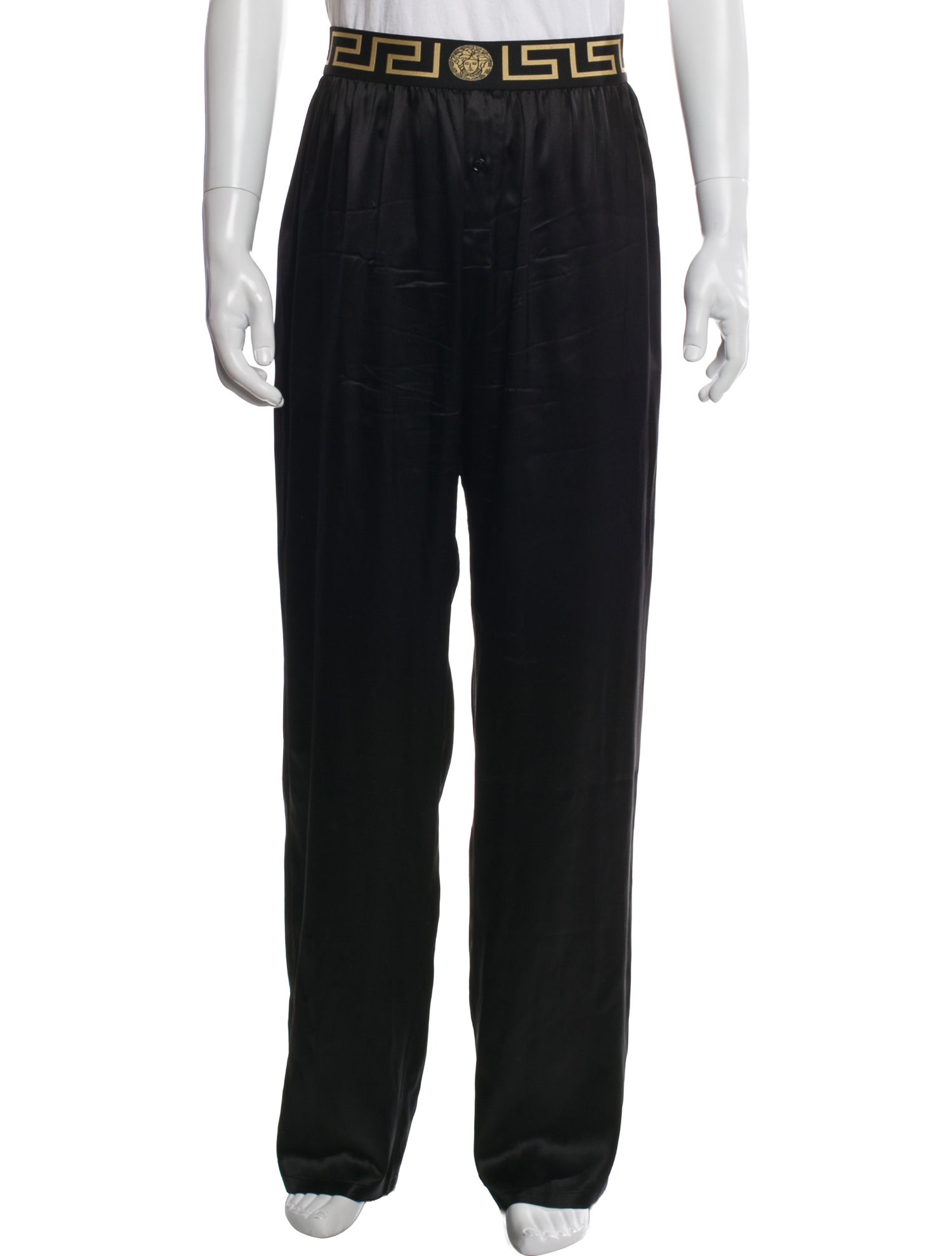 Versace Silk Ruffle Embellishment Lounge Bottoms