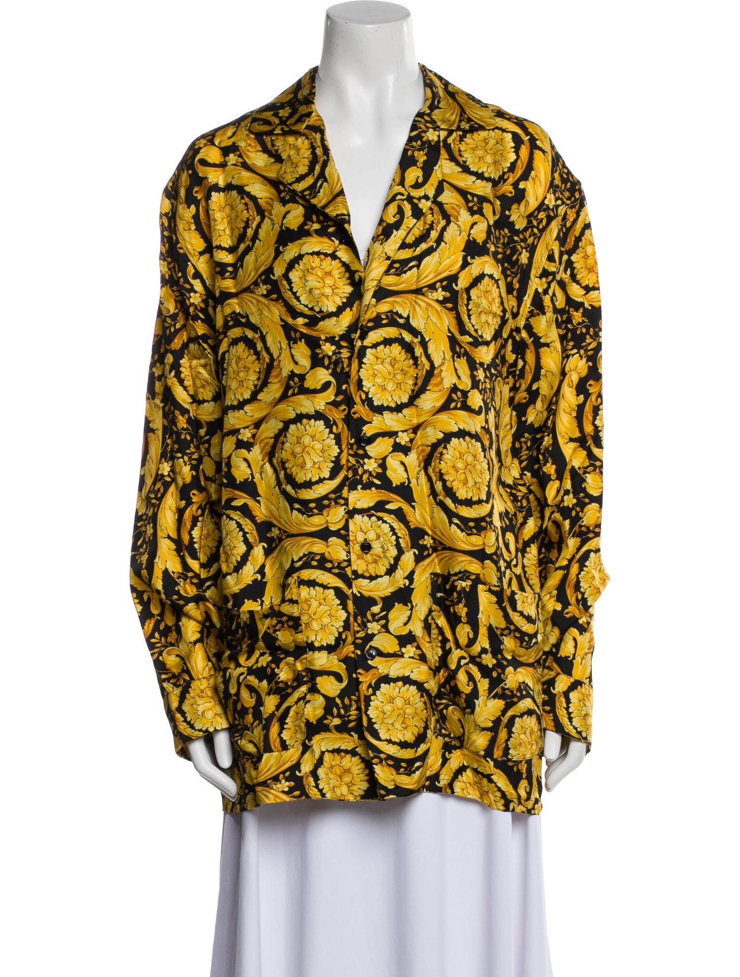 Versace Silk Printed Button-Up Top w/ Tags
