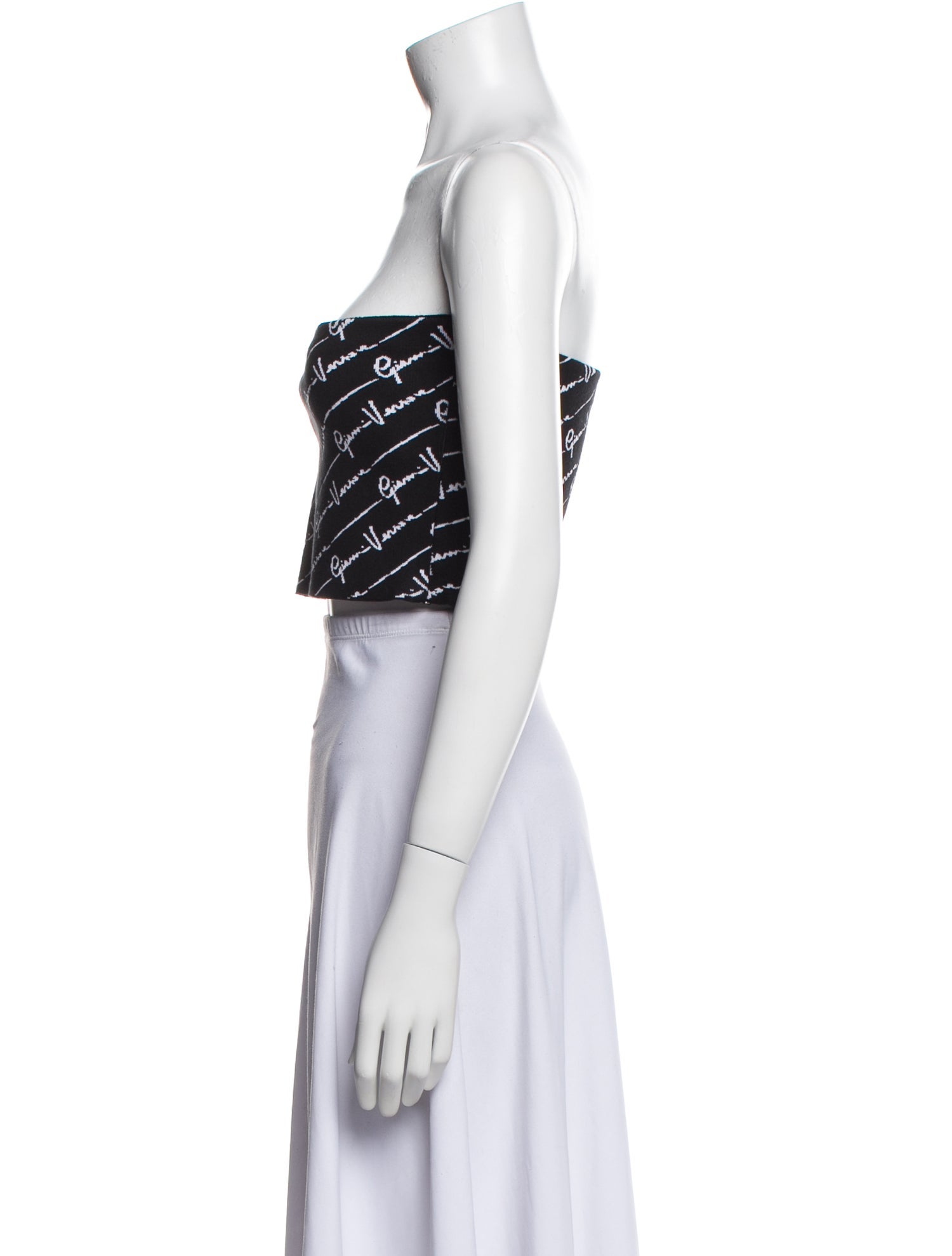 Versace Plaid Print Strapless Crop Top