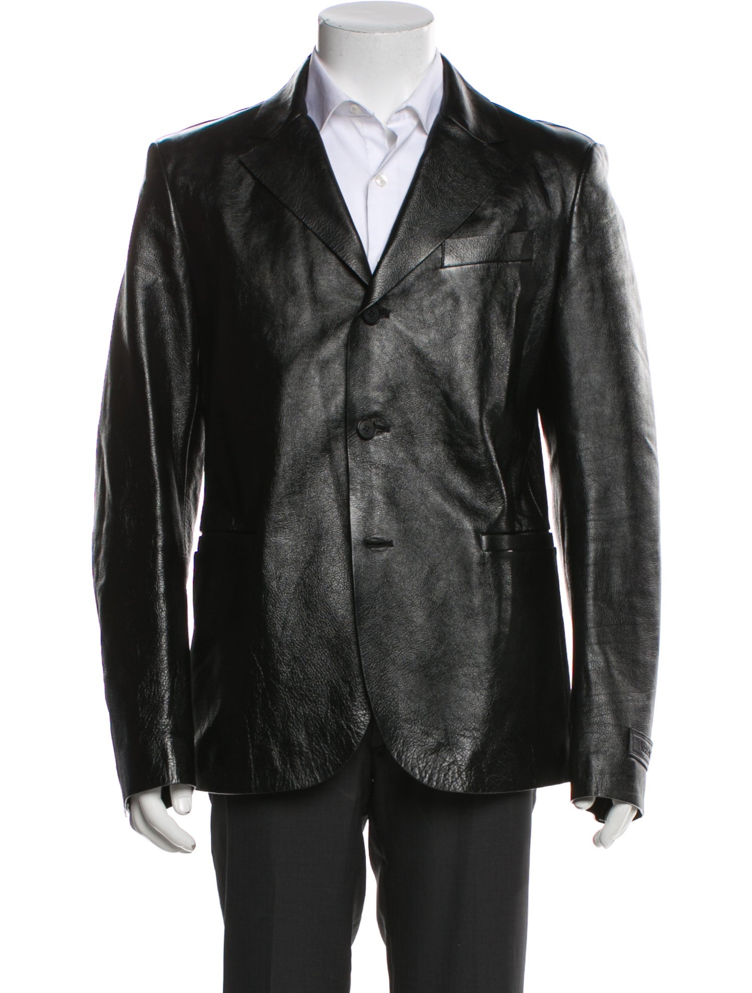 Versace Calf Leather Peacoat