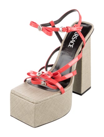 Versace Leather Colorblock Pattern Espadrilles