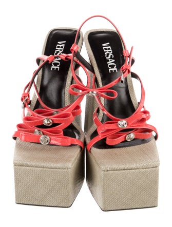 Versace Leather Colorblock Pattern Espadrilles