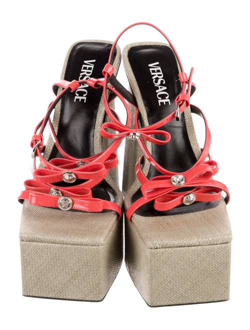 Versace Leather Colorblock Pattern Espadrilles