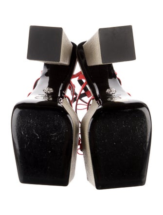 Versace Leather Colorblock Pattern Espadrilles