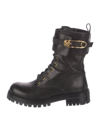 Versace Medusa Insignia Leather Combat Boots