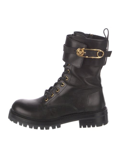 Versace Medusa Insignia Leather Combat Boots