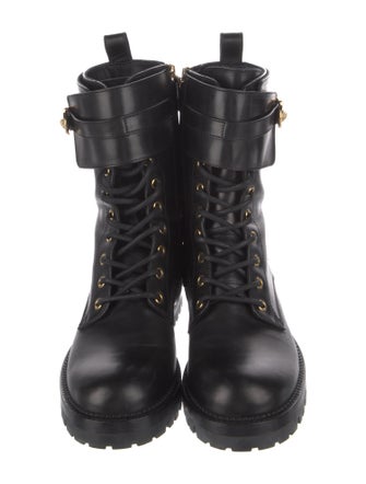 Versace Medusa Insignia Leather Combat Boots