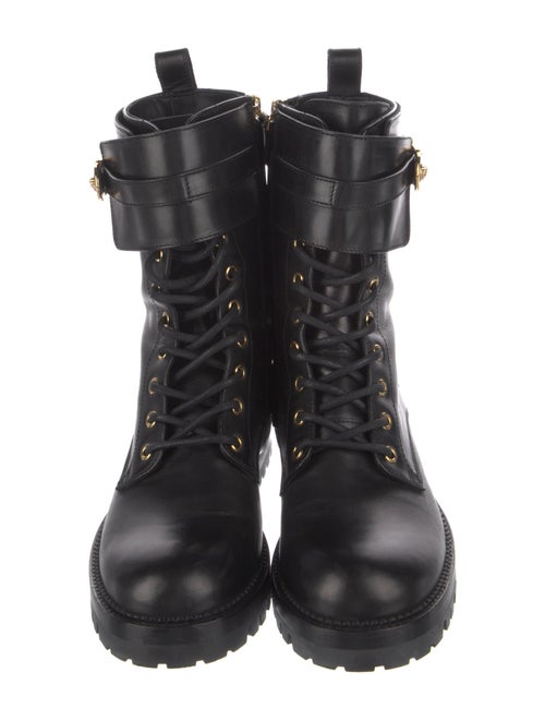 Versace Medusa Insignia Leather Combat Boots