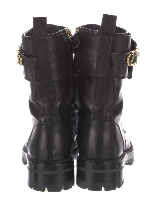 Versace Medusa Insignia Leather Combat Boots