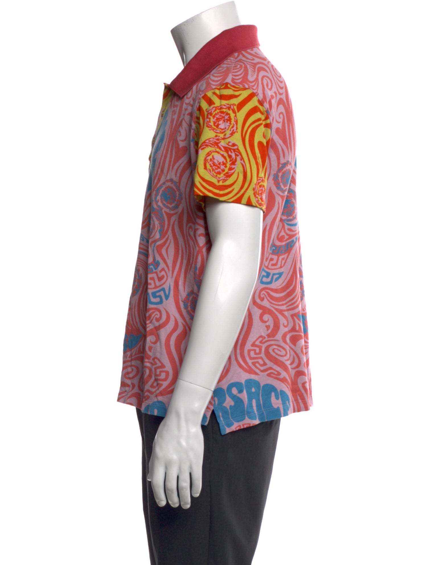 Versace Printed Collar Polo Shirt