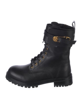 Versace Medusa Insignia Leather Combat Boots