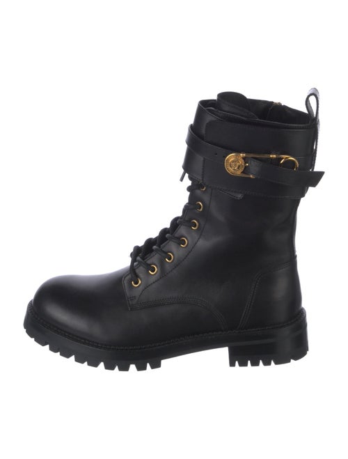 Versace Medusa Insignia Leather Combat Boots