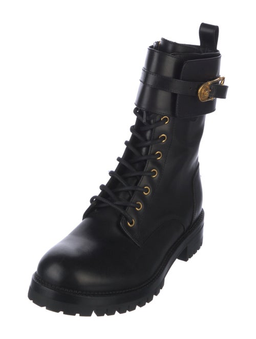 Versace Medusa Insignia Leather Combat Boots