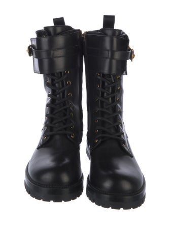 Versace Medusa Insignia Leather Combat Boots