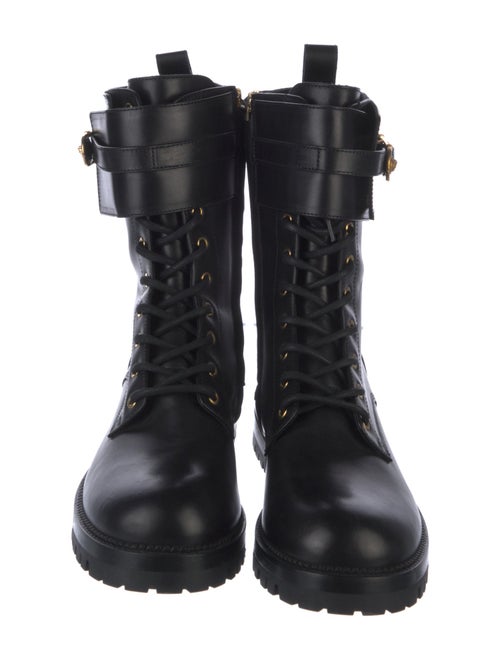 Versace Medusa Insignia Leather Combat Boots