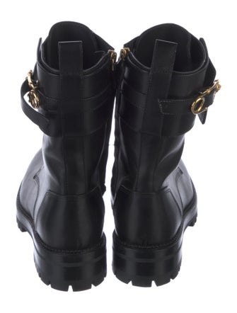 Versace Medusa Insignia Leather Combat Boots