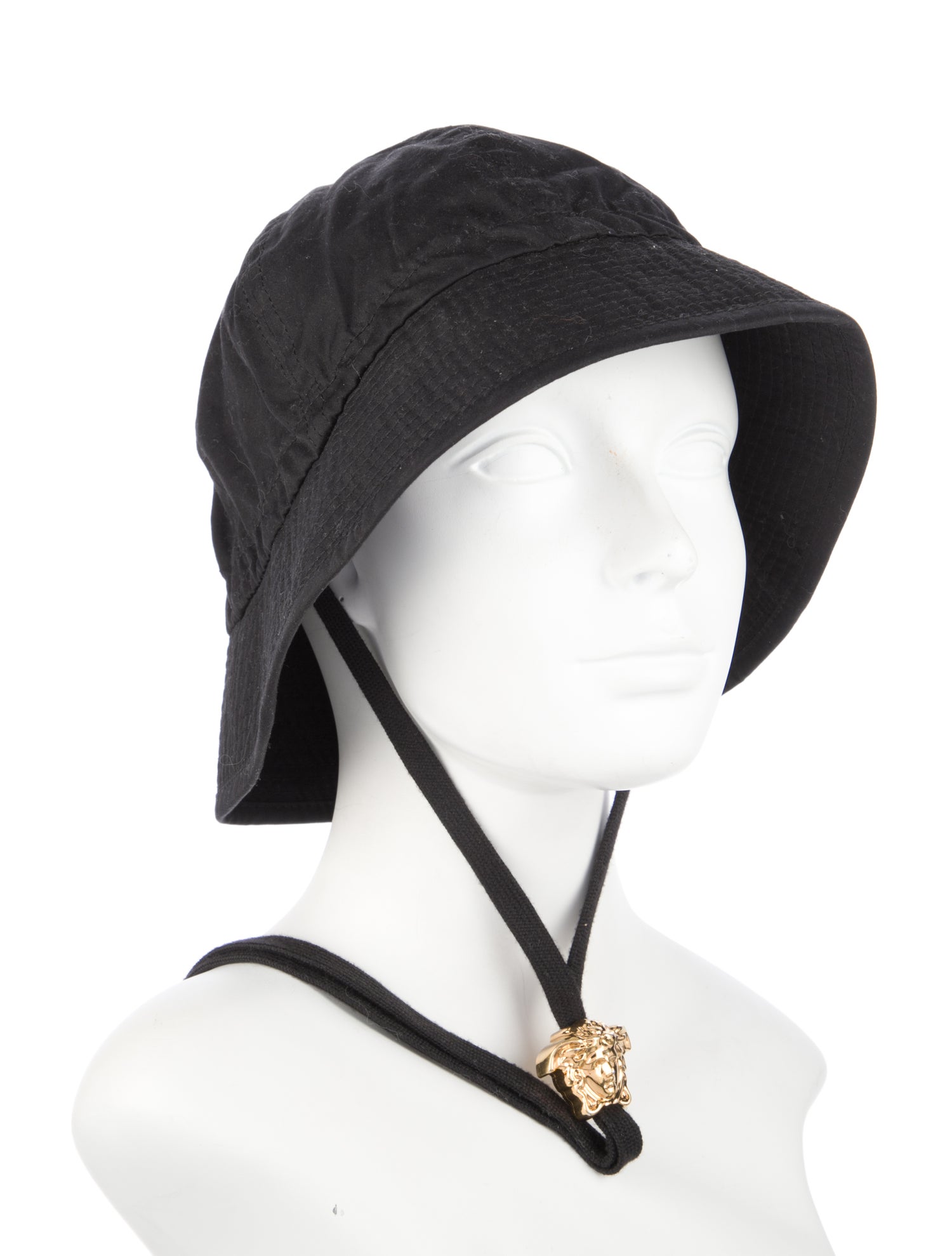 Versace Solid Drawstring Bucket Hat