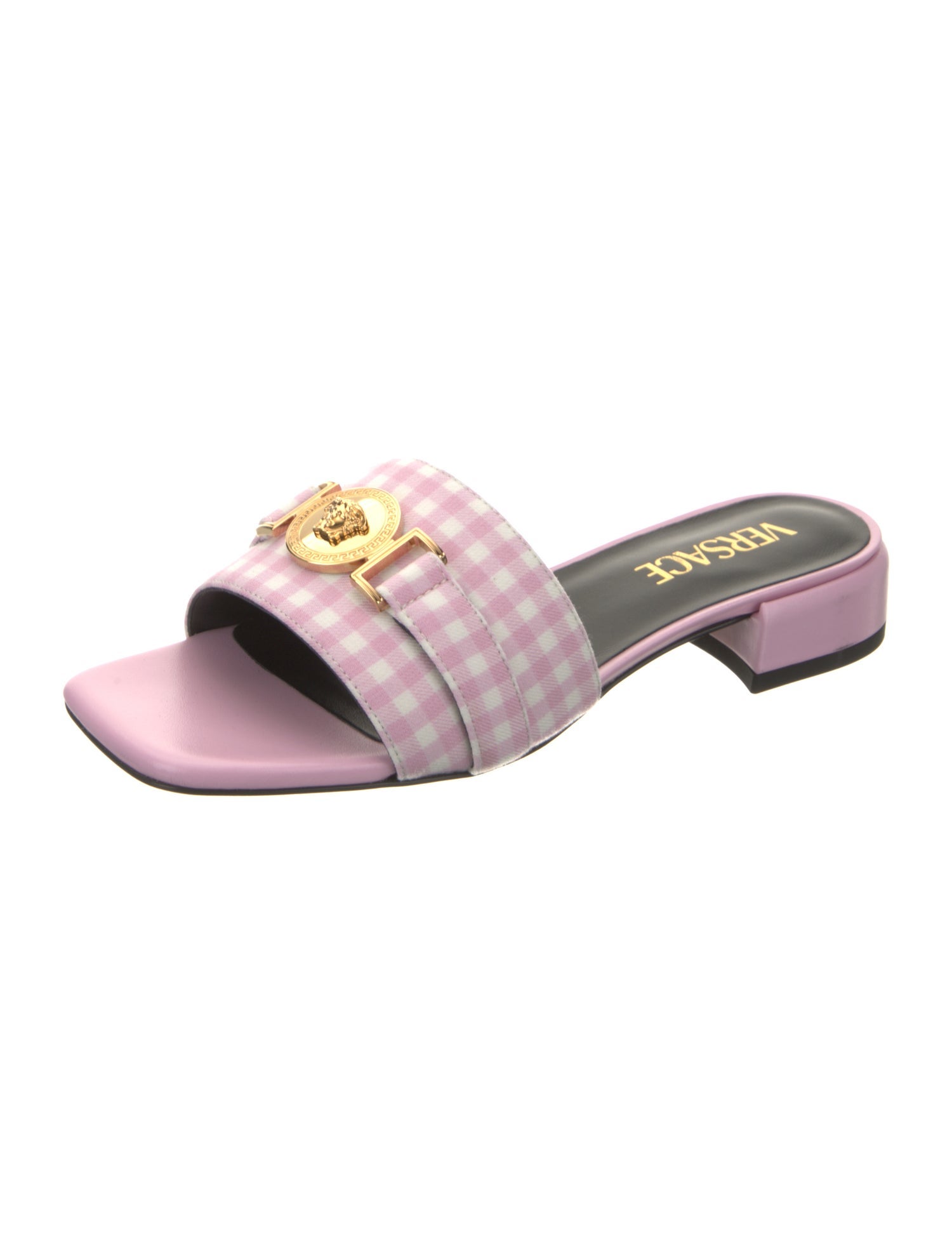 Versace Plaid Print Slides w/ Tags