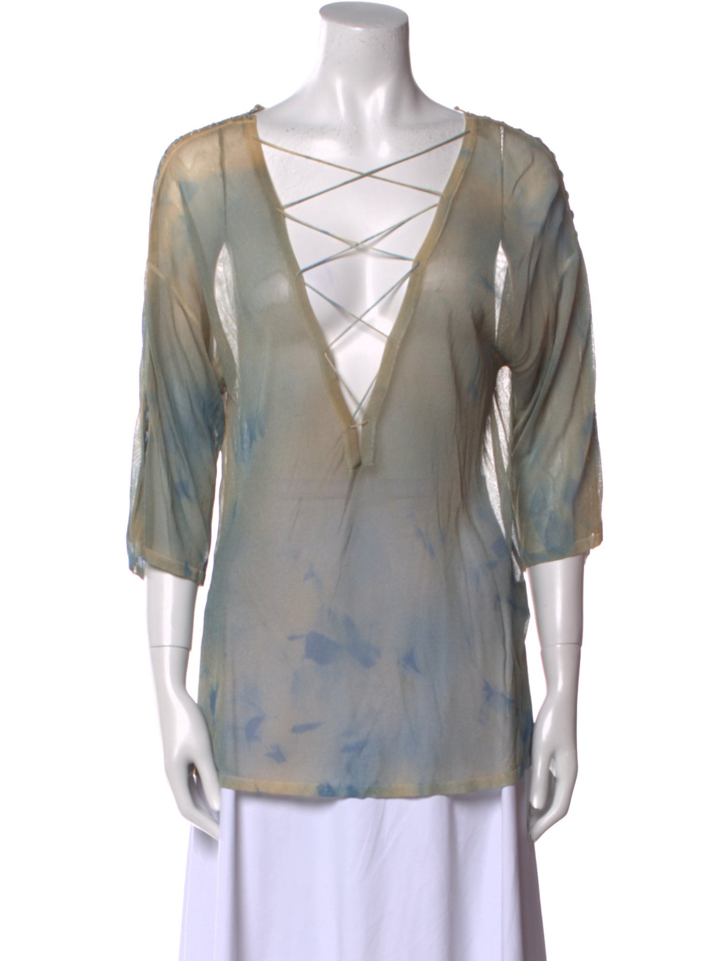 Versace Tie-Dye Print V-Neck Tunic