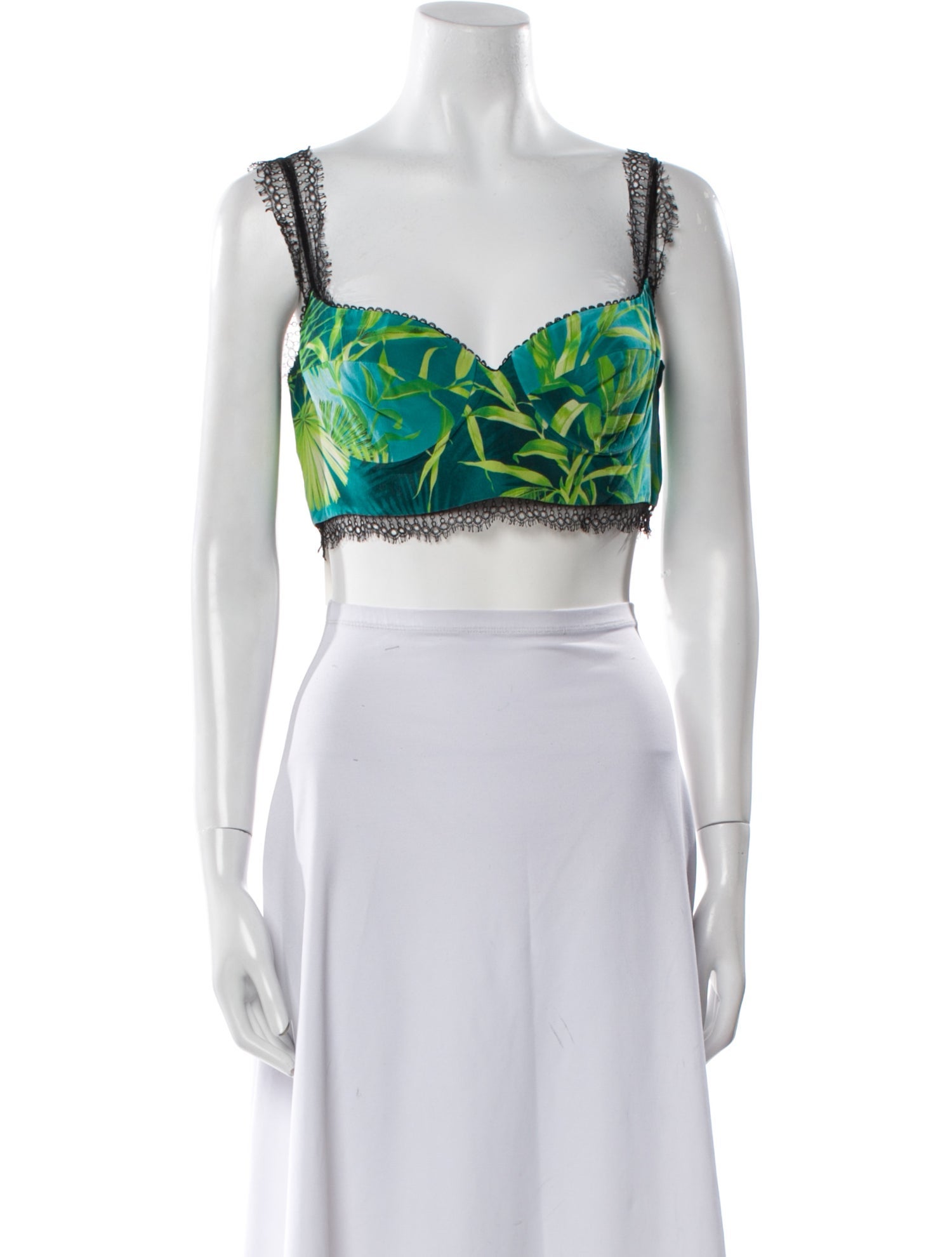 Versace Printed Square Neckline Crop Top