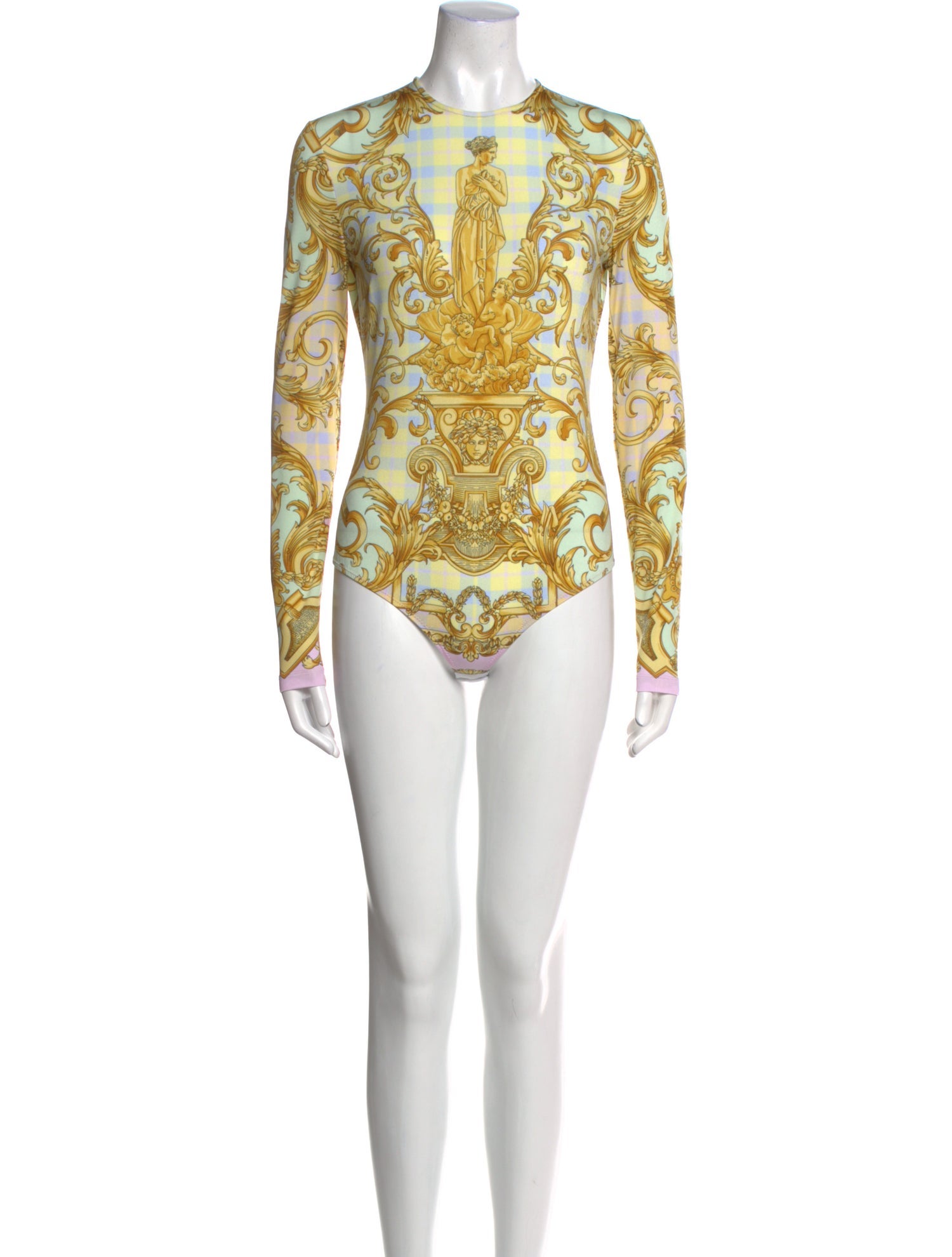 Versace Printed Crew Neck Bodysuit