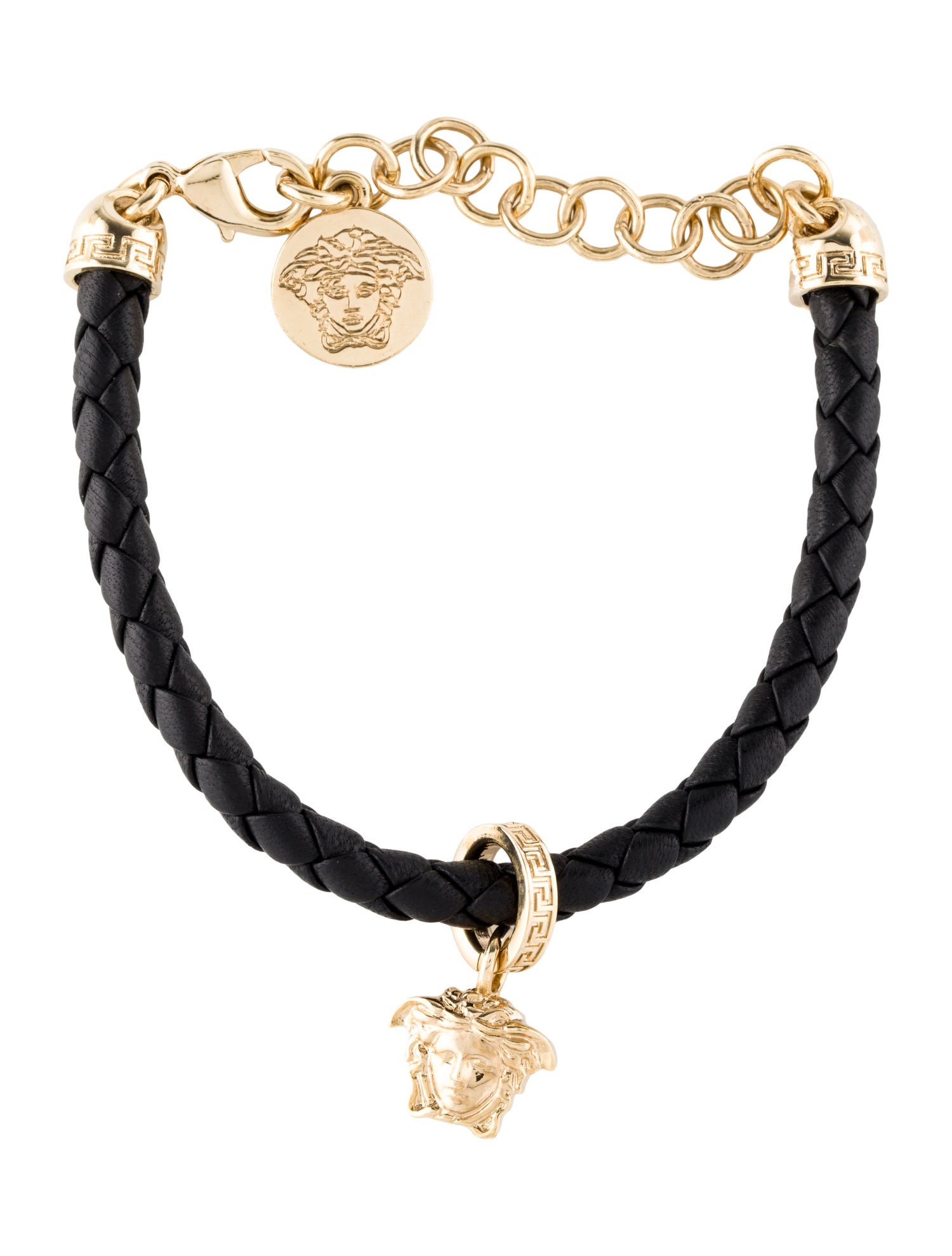 Versace Leather Medusa Braided Bracelet