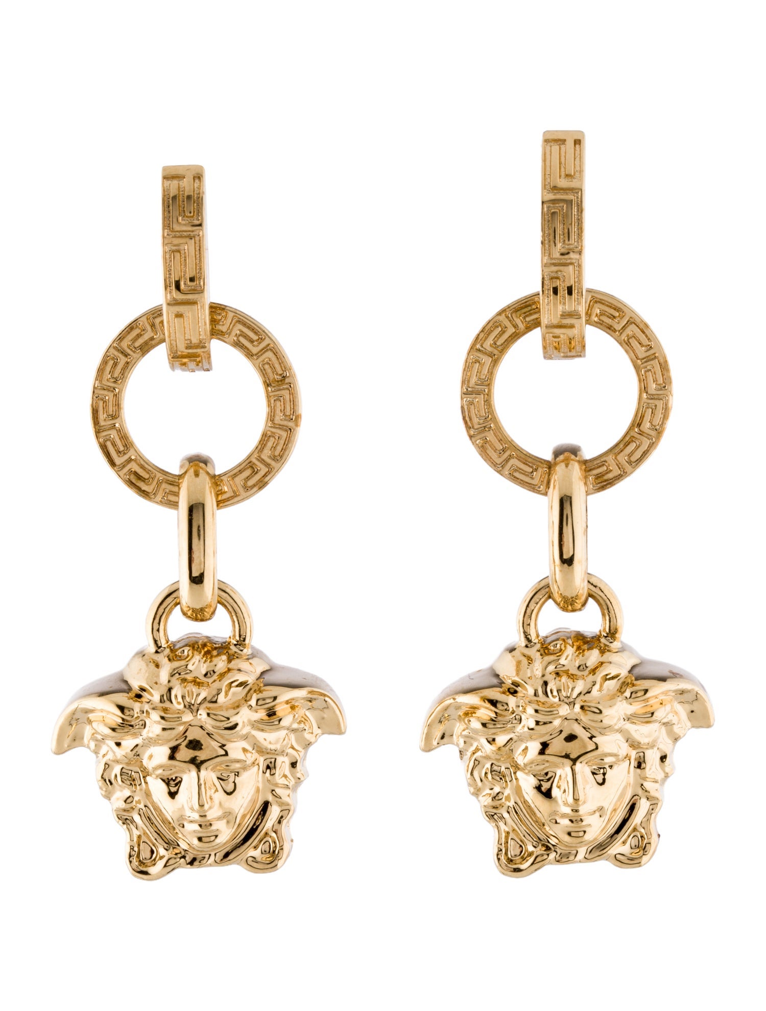 Versace Three-Ring Medusa Drop Earrings