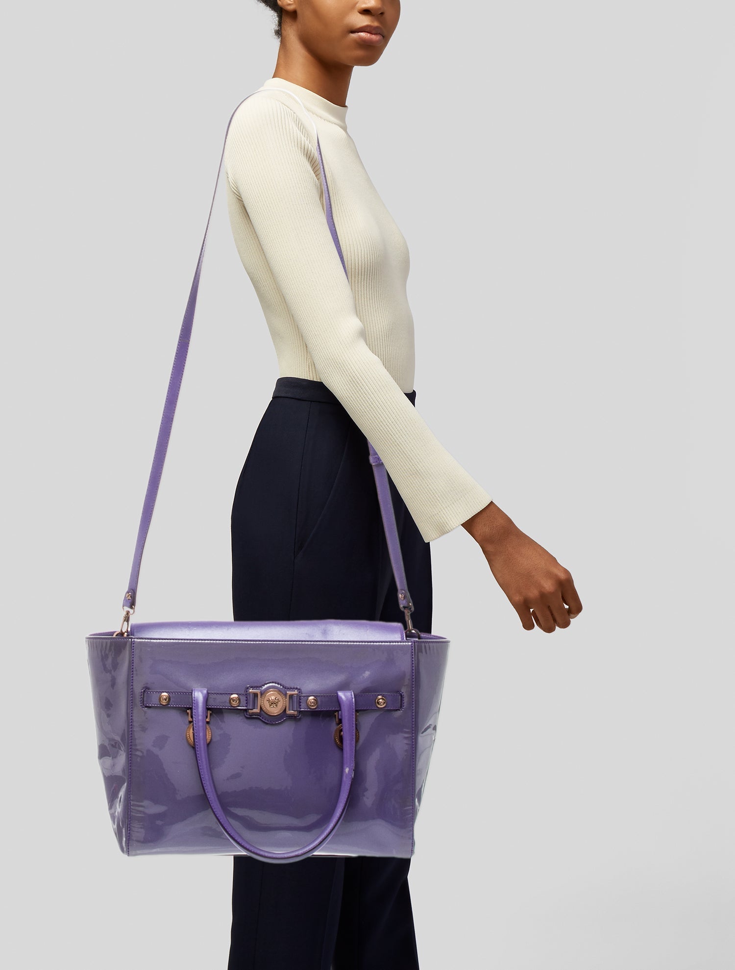 Versace Patent Leather Top Handle Bag