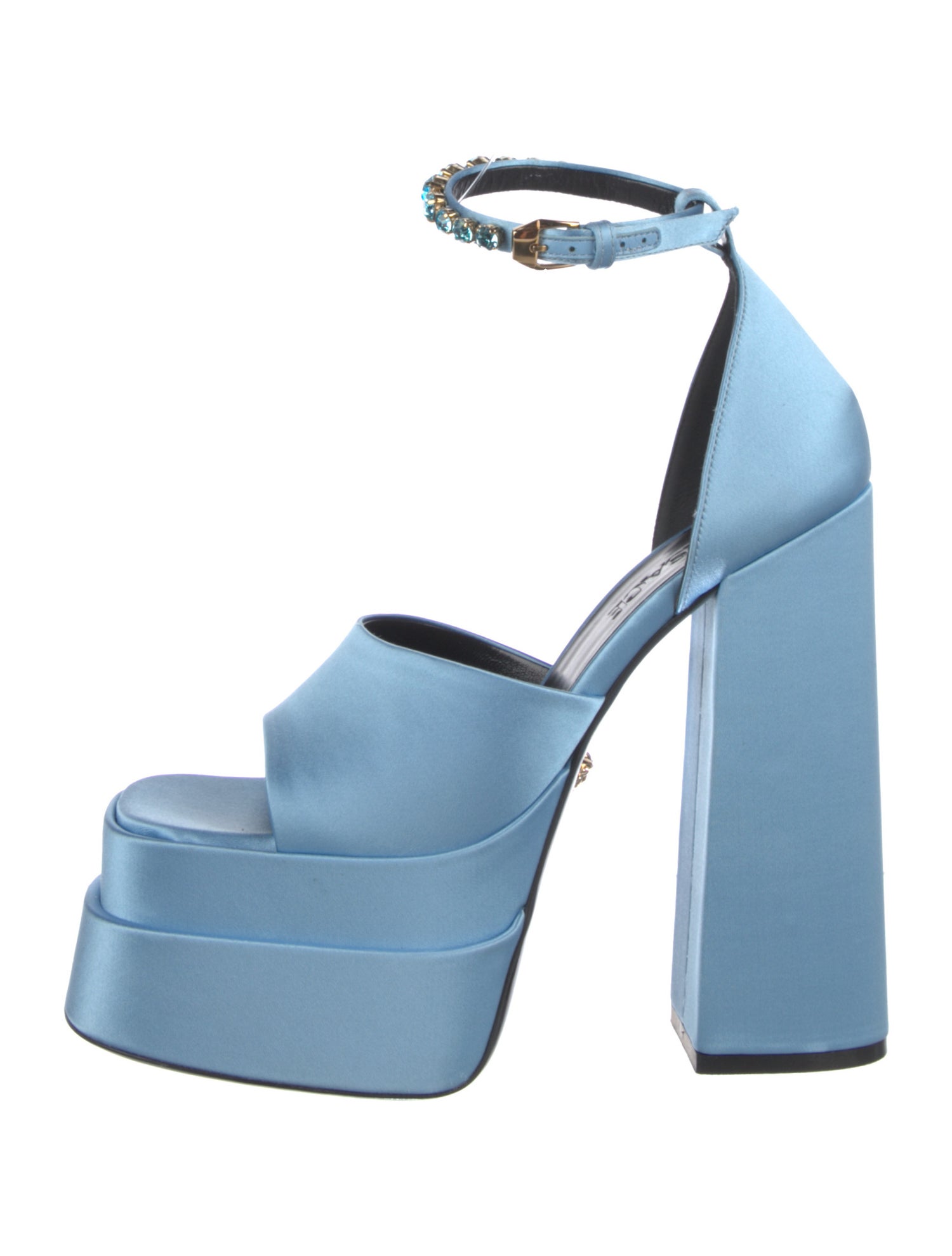 Versace Satin Crystal Embellishments Sandals