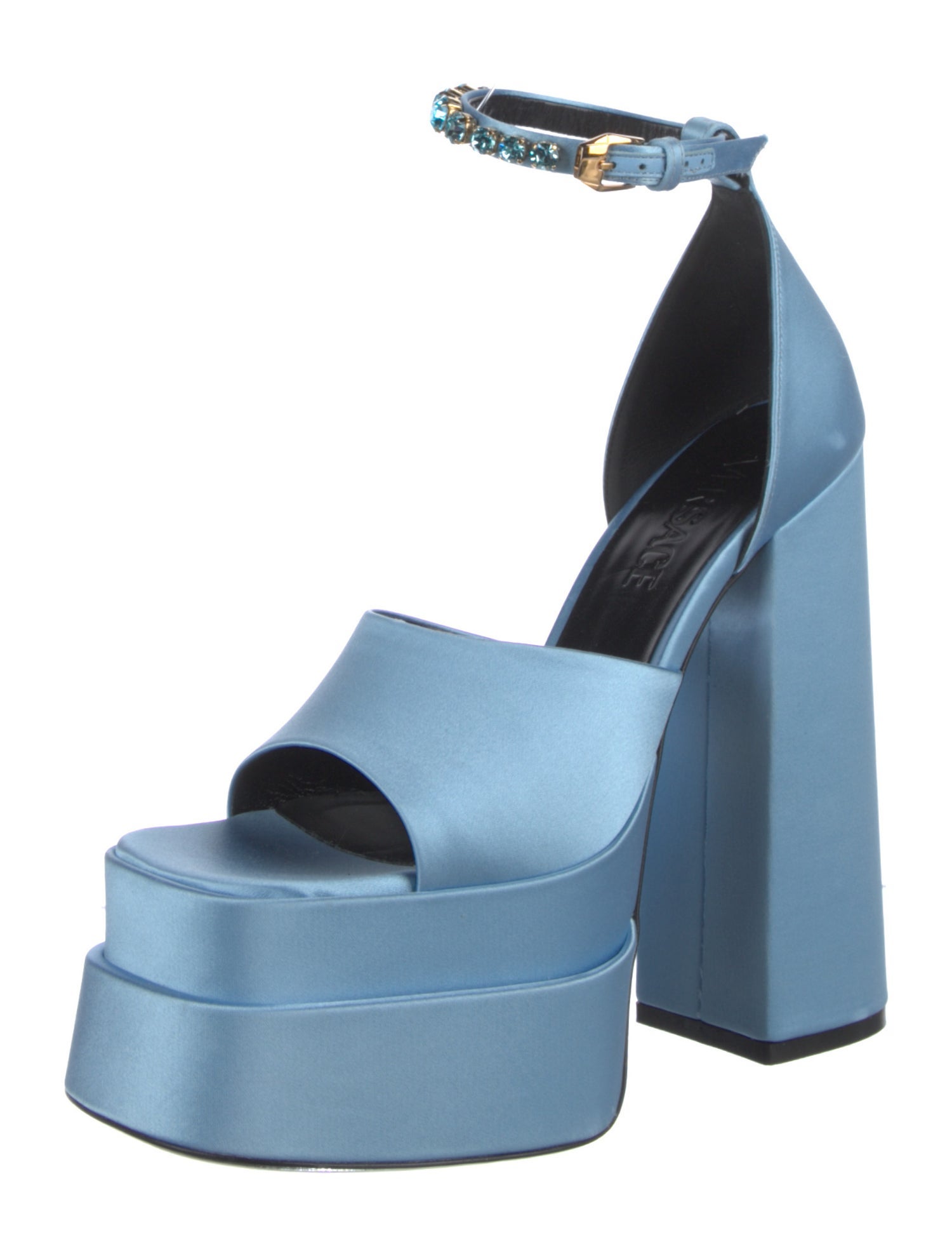 Versace Satin Crystal Embellishments Sandals