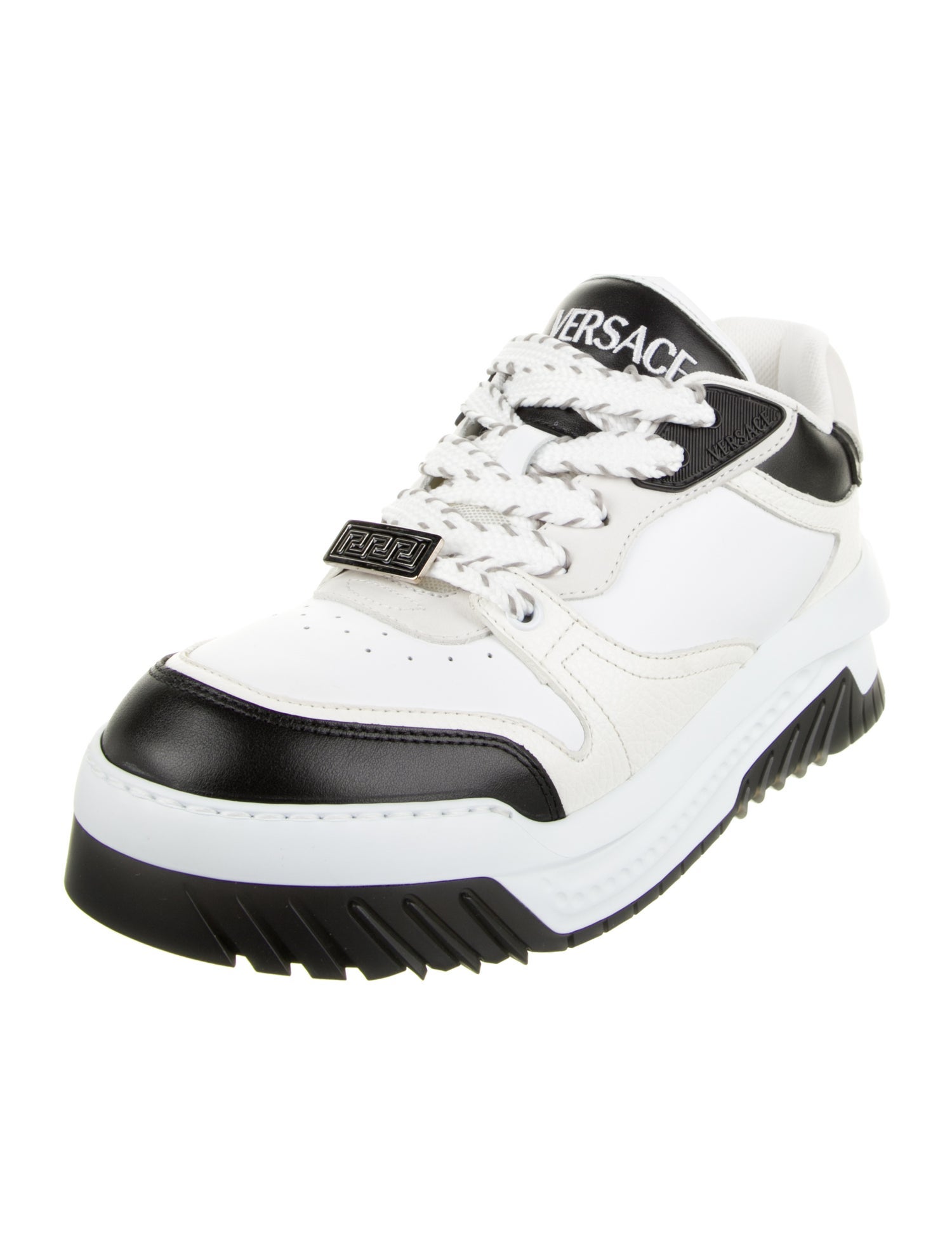 Versace Leather Colorblock Pattern Sneakers