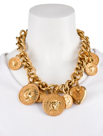 Versace Coin Drop Ornament Necklace