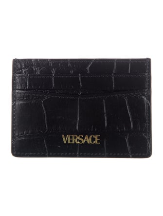 Versace Medusa Insignia Embossed Leather Card Holder