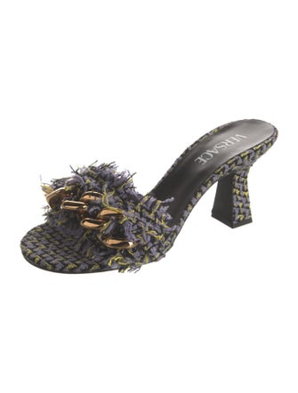 Versace Tweed Pattern Tweed Slides