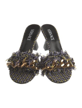 Versace Tweed Pattern Tweed Slides