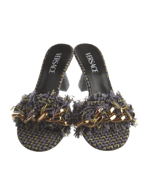 Versace Tweed Pattern Tweed Slides