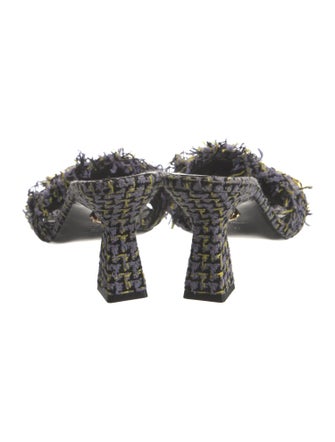 Versace Tweed Pattern Tweed Slides