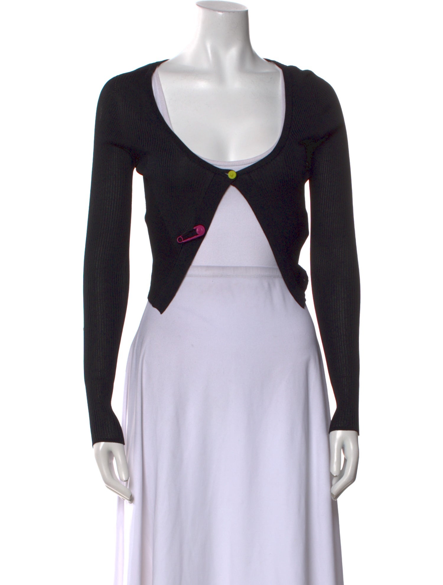 Versace Scoop Neck Long Sleeve Crop Top