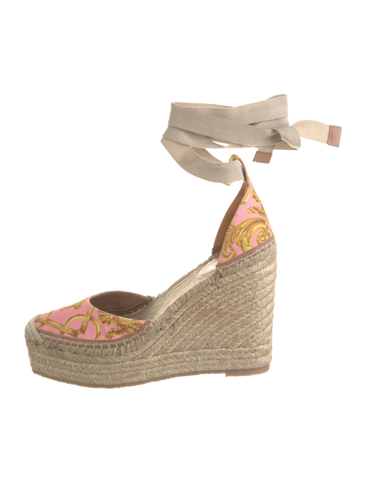 Versace Canvas Printed D'Orsay Pumps w/ Tags