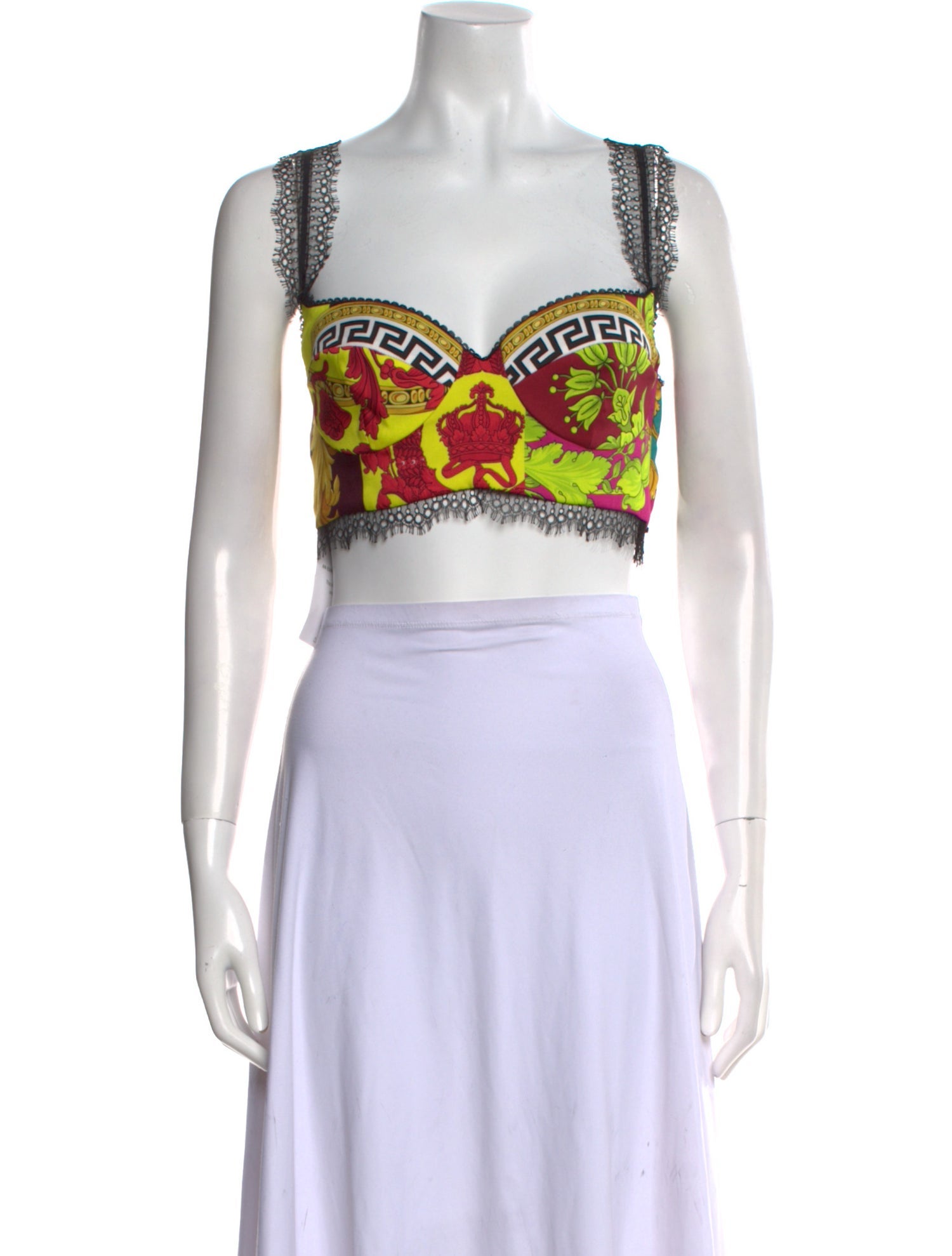 Versace Printed Square Neckline Crop Top