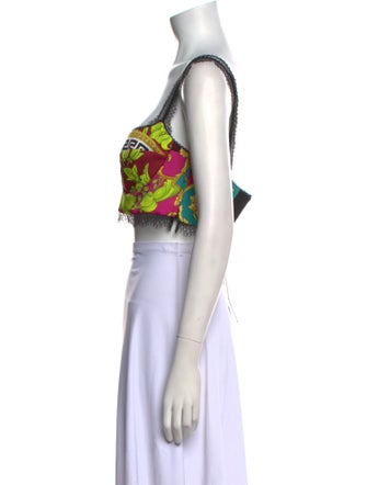 Versace Printed Square Neckline Crop Top