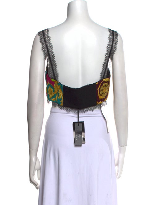 Versace Printed Square Neckline Crop Top