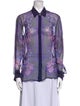 Versace Silk Floral Print Button-Up Top