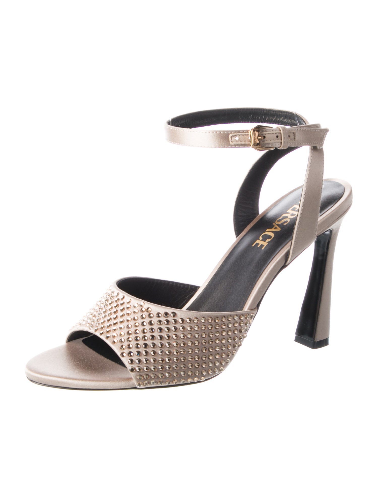 Versace Satin Crystal Embellishments Sandals w/ Tags