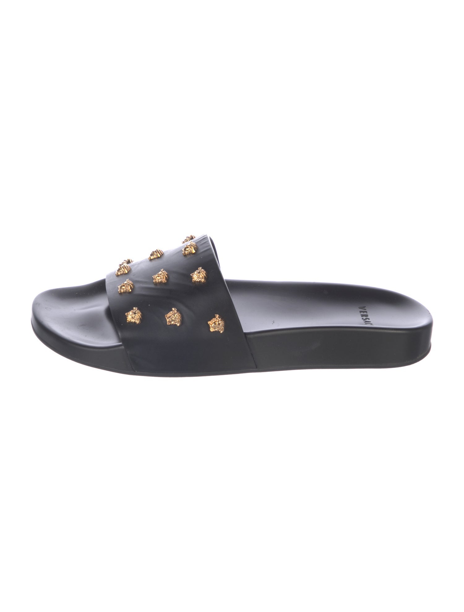 Versace Leather Studded Accents Slides