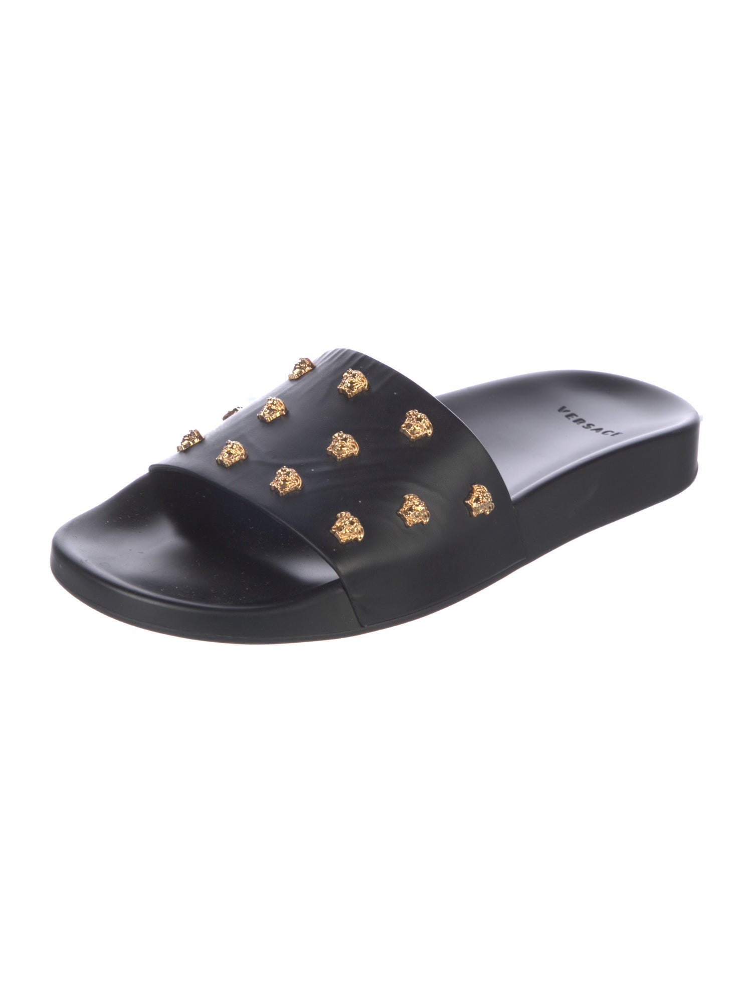 Versace Leather Studded Accents Slides