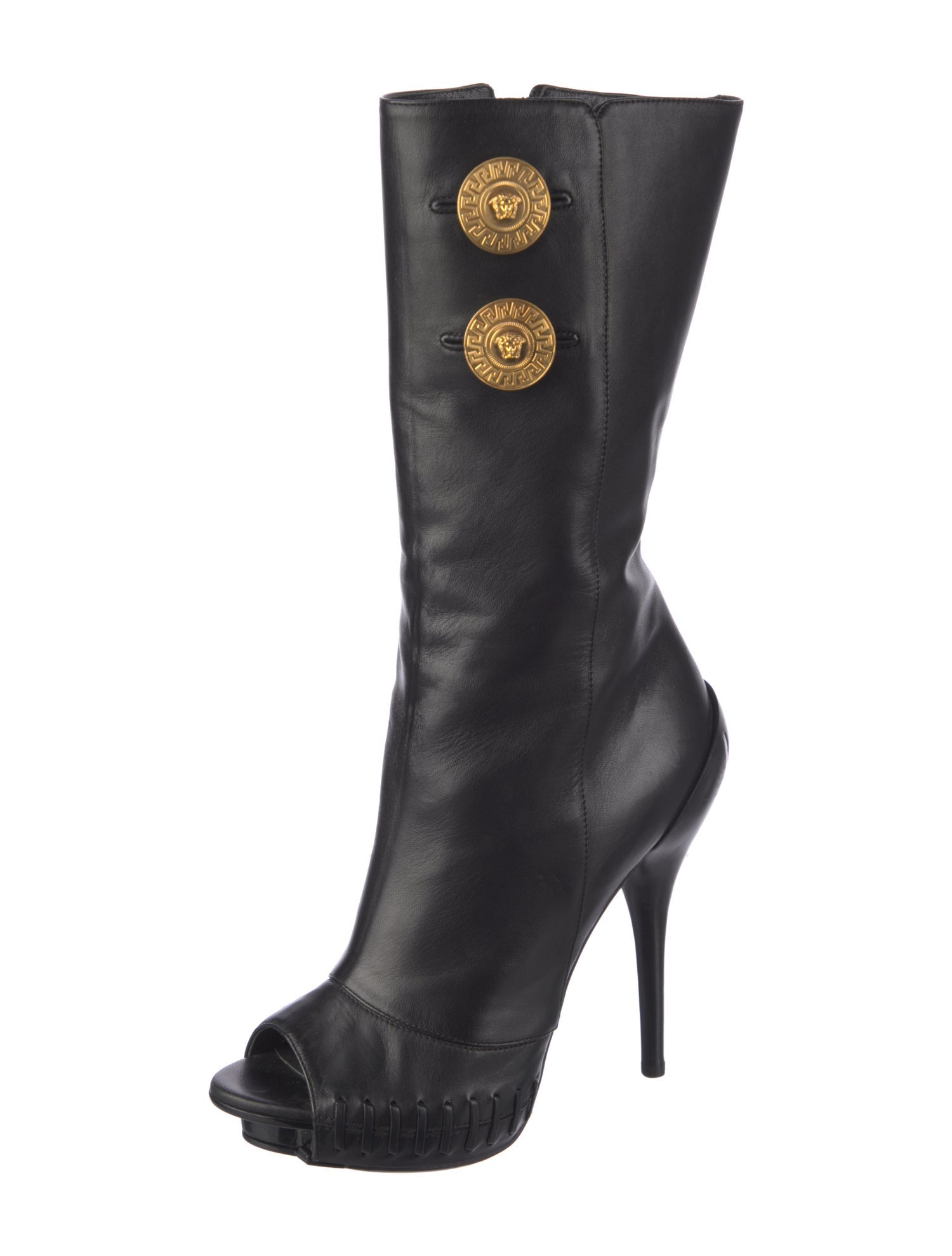Versace Medusa Insignia Leather Boots